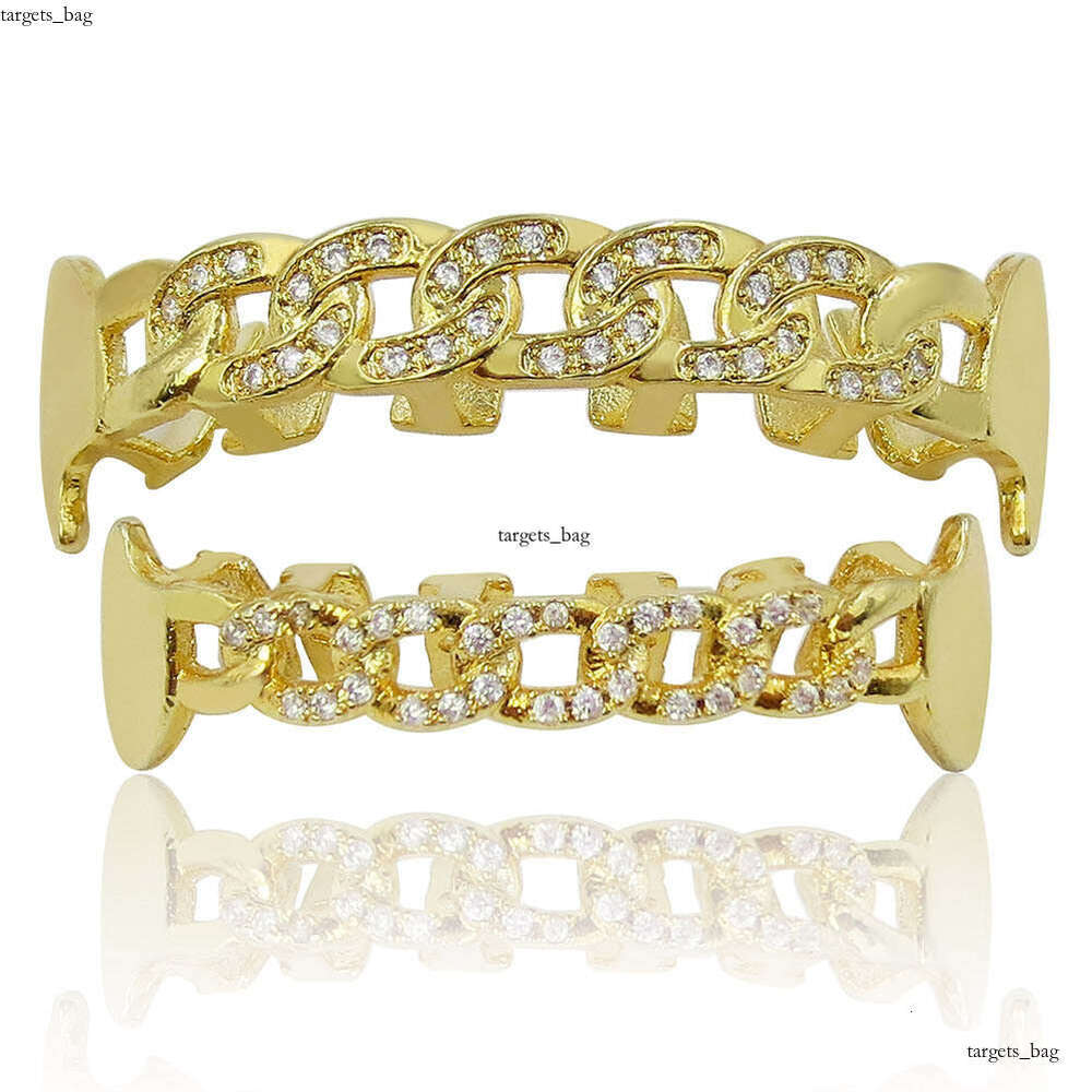 New Teeth Set Hip Hop Hollow Micro Inlaid Gold
