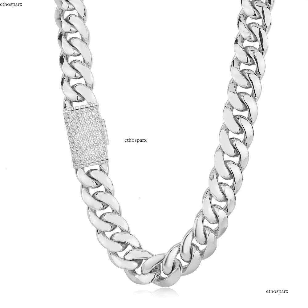 Unisex Hip Hop Jewelry Gold Plated Brass Link with Dia Clasp Heavy Miami Cuban Chain Necklace for Gifts