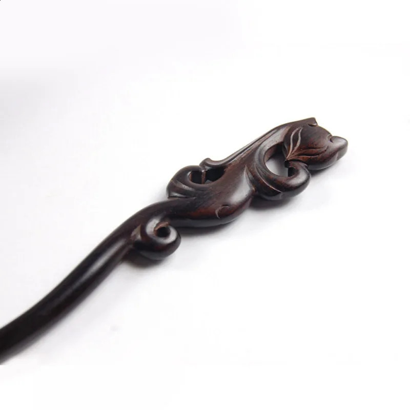 Traditional Chinese Hairpin Stick Vintage Carving Black Ebony Wooden Hair Forks Women Girls Coiled Hair Styling Accessories 250807