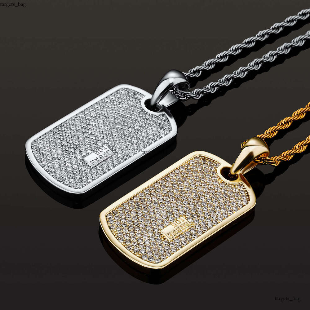 Hip Hop Jewelry Full Dia Pendant DIY Engraving Dog Tag Necklace Gold Australia