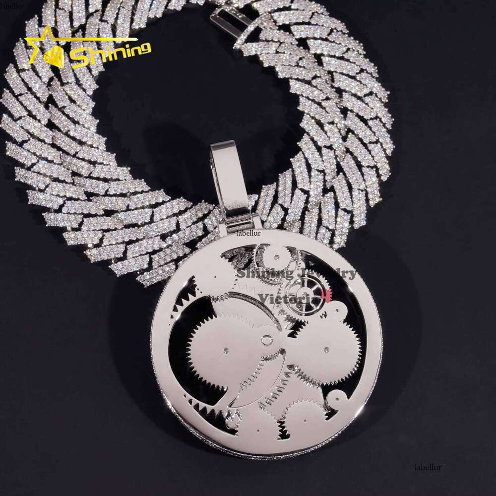 Unique Piece Charms Jewelry Custom Moissanite Hour Glass 3 Inches Spinning Iced Out Full Colored Dias Pendant