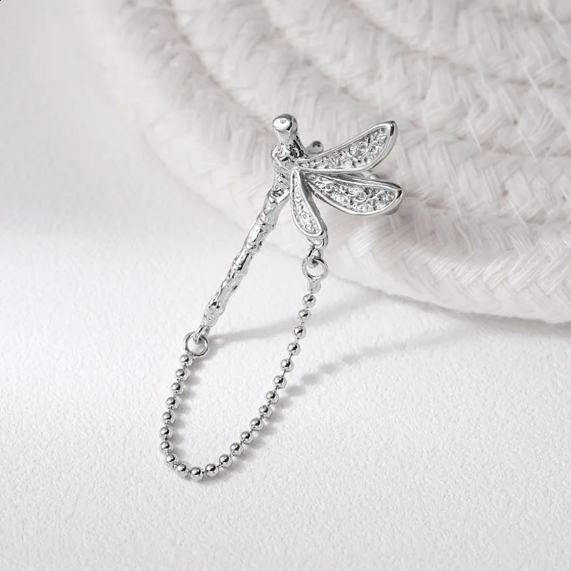 925 Silver Ear Bone Clip Earring Irregular Texture Dragonfly Shape Rice Grains Round Bead Ear Clip Without Pierced Women Ear Jew 250807