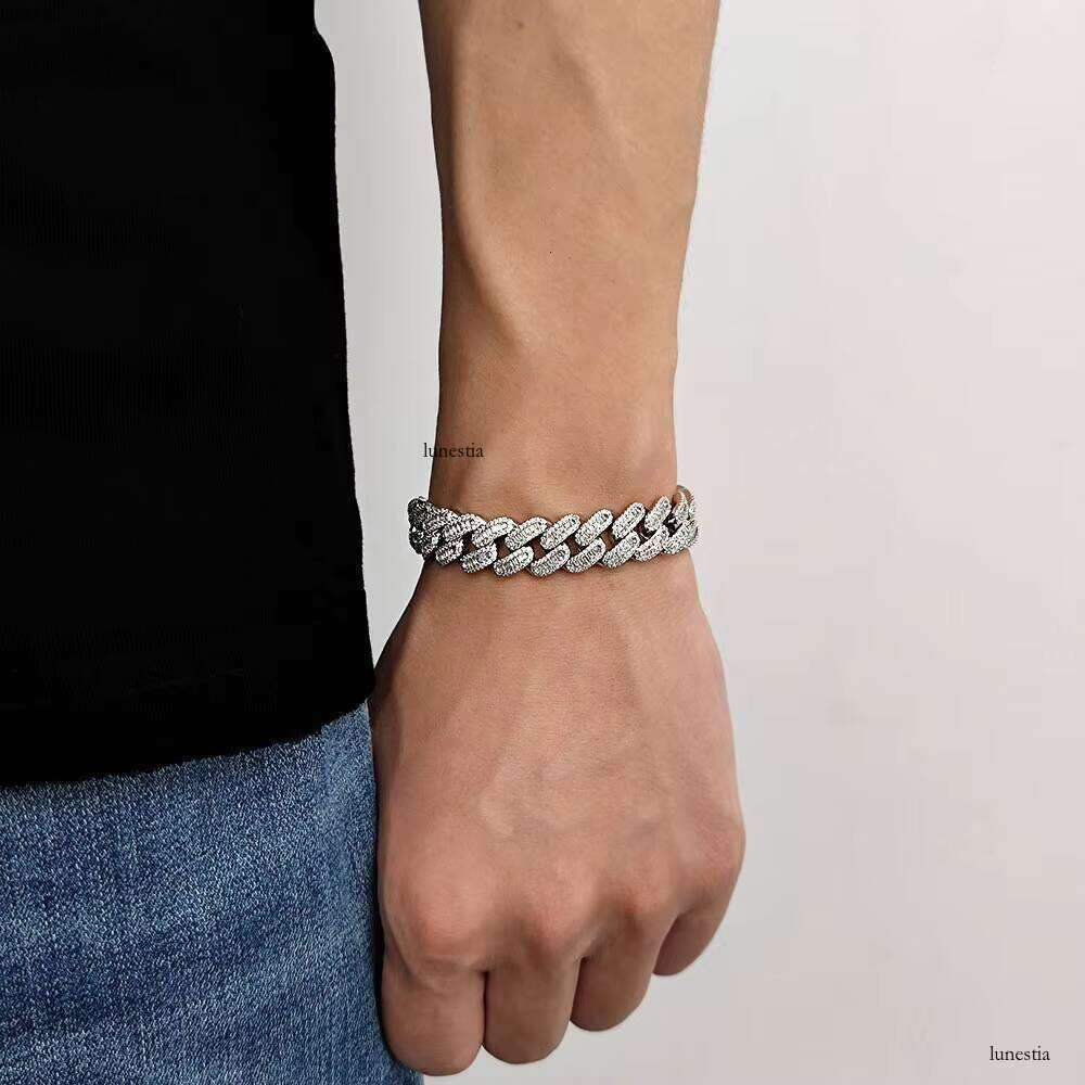 Hip Hop Jewelry Gold Plated Iced Out Chain Micro Pave Shiny Dia Cuban Link Bracelet for Women