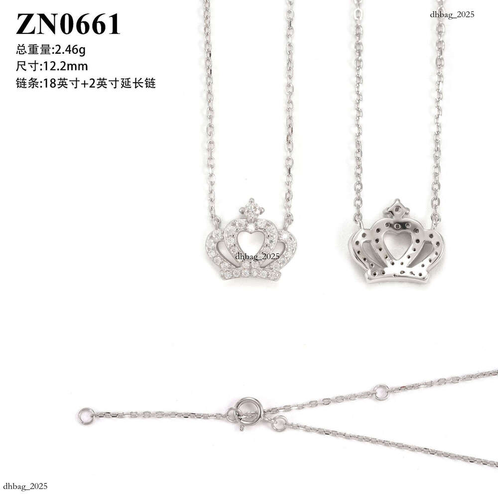 Necklace Iced Out VVS White Gold Full Inlaid D Color Moissanite Crown Pendant Women's Fashion Jewelry Accessories