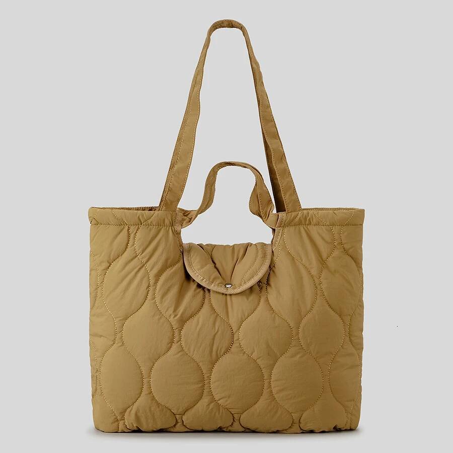 Casual Large Capacity Quilted Tote Bag Padded Women Handbags Nylon Down Cotton Shoulder Bags Big Winter Shopper Purses
