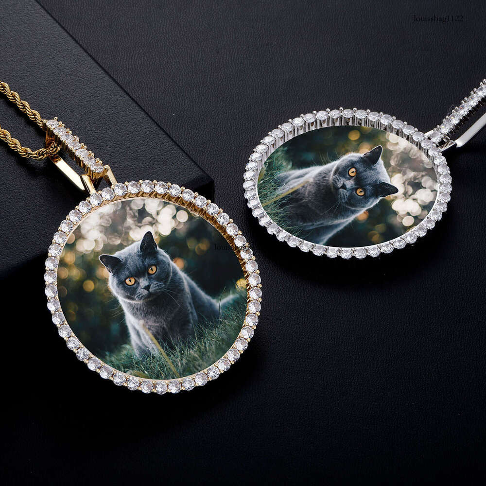 Jewelry Hip-Hop Large Pendant Sier Rose Gold Round DIY Photo Frame Necklace