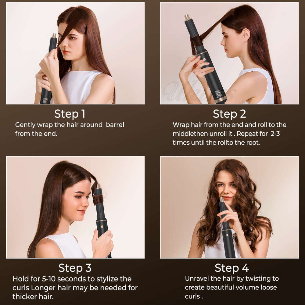 New 5-in-1 Curling Iron Noise Reduction Comb Hot Air Brush Curler Styling Negative Ion Multifunctional Hair Dryer