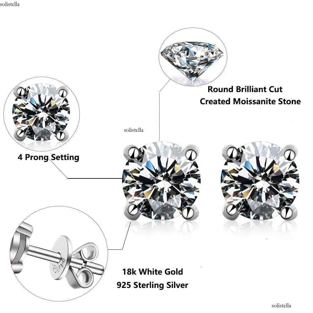 ROBUKF Moissanite Stud Earrings 0.1-3ct D Color Sterling Sier Certified Lab Dia Gold Fine Jewelry For Women Wholesale