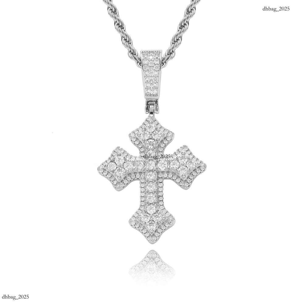 New Moissanite chain Solid Hip-Hop Men's Trendy Simple Cross Pendant Accessory
