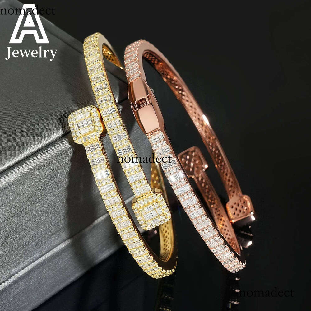 Fashion Baguette Moissanite Sier Trendy Jewelry Clover Bangles Bracelets