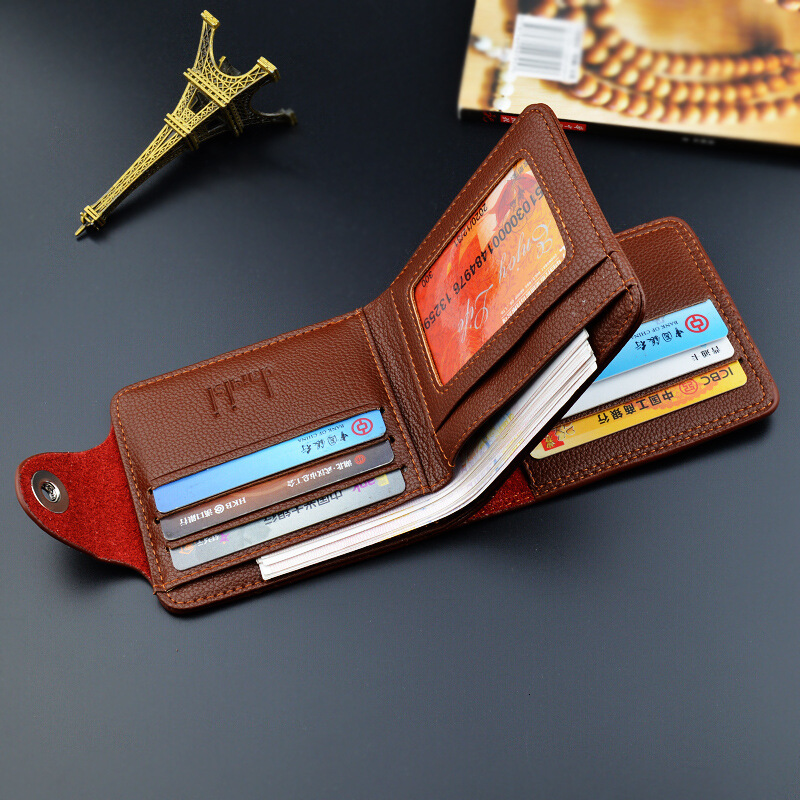 Designer Bag New Men's Wallet Short Fashion Magnetic Buckle Multi-card Slot Large Capacity Lychee Pattern Luxury Bag Leather Wallet