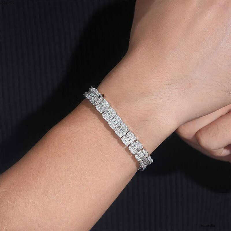 Dia hair new sterling sier VVS moissanite 8.5mm mens and womens jewelry accessories hip-hop bracelet