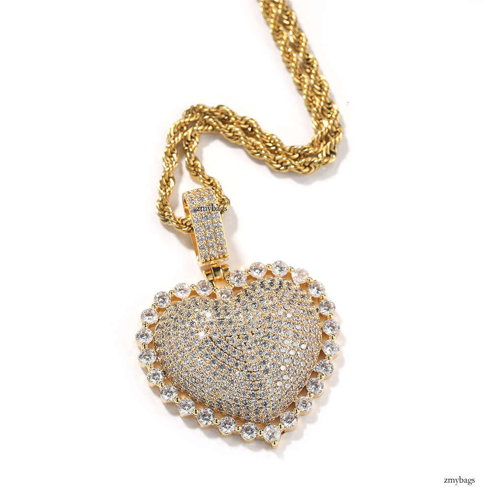 Hiisees New Heart Simple Summer Inlaid Pink Hip-Hop Style Pendant Unisex Versatile Accessory
