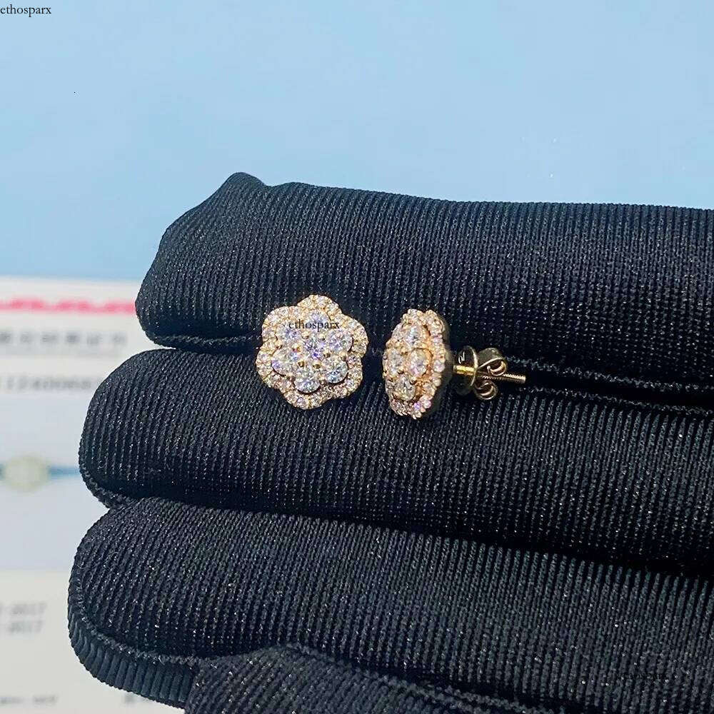 S Moissanite New Flower Earrings For Women Iced Out Ear Studs Pass Dias Tester Hip Hop Jewelry Free Shipping With GRA