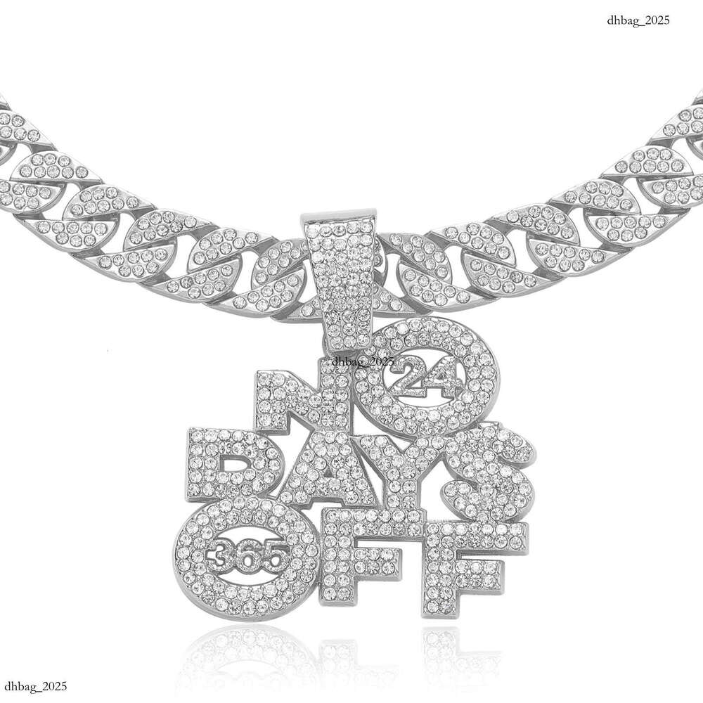 Ins Style Hip-Hop Necklace Pendant Exaggerated Cool Alloy Inlaid Dia English Letter Cuban Chain