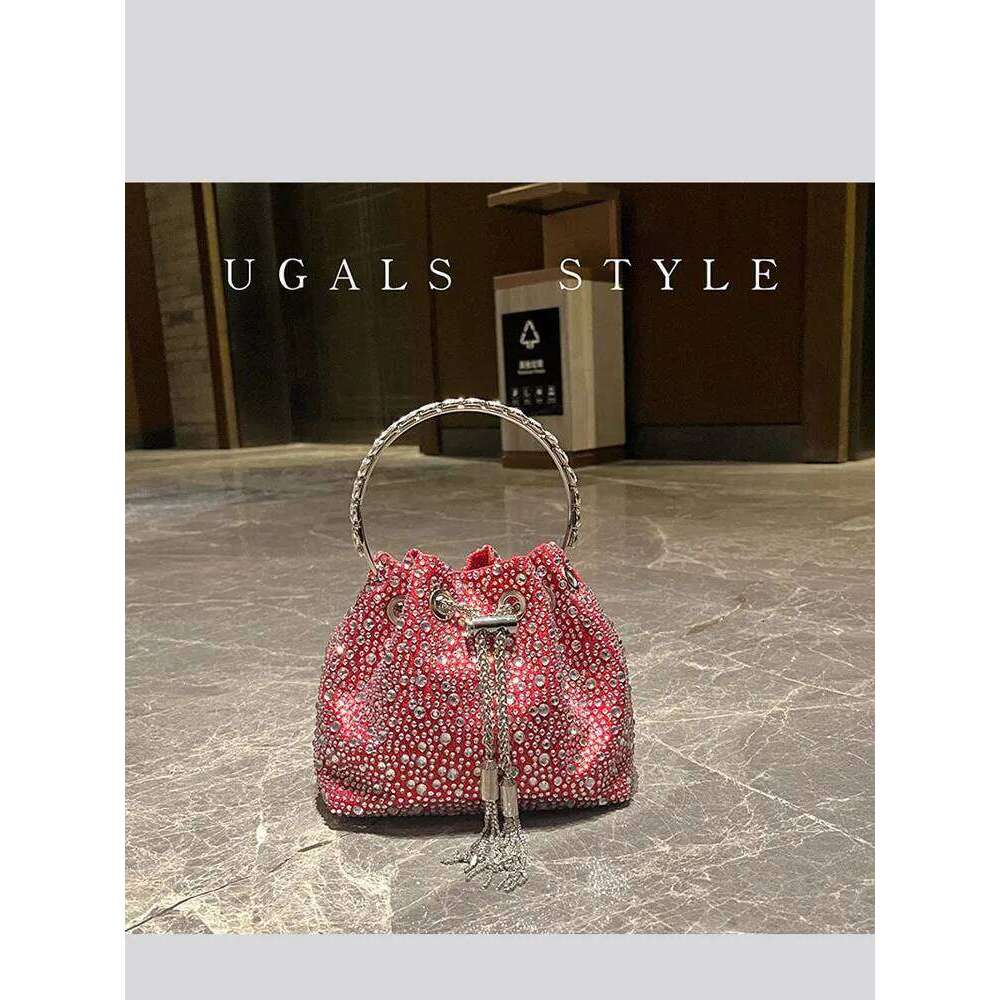 Rhinestone Evening Purses And Handbag Designer Shoulder Shiny Crystal Clutch Purse Bucket Bag