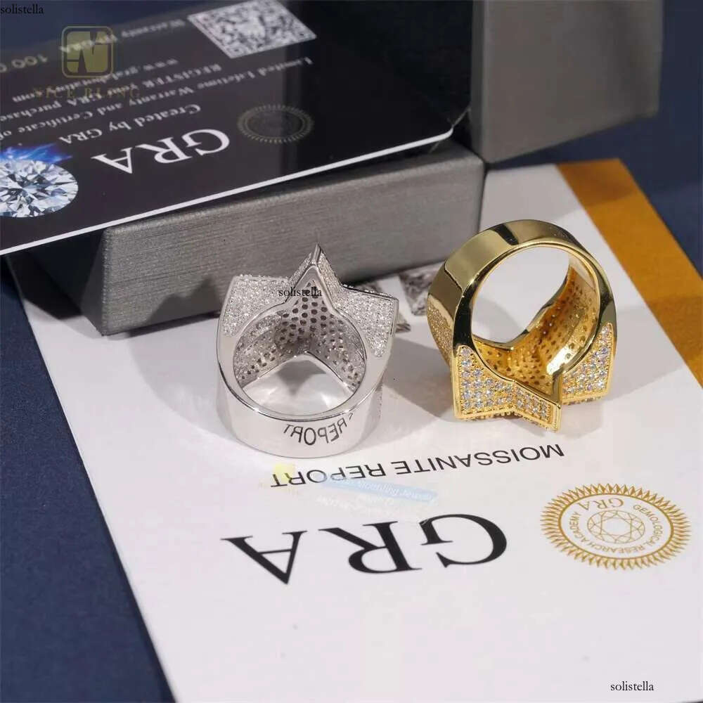 Lowest Price Pass Tester Sterling Sier Full With Moissanite Dia Hip Hop Iced Out Star Ring Men