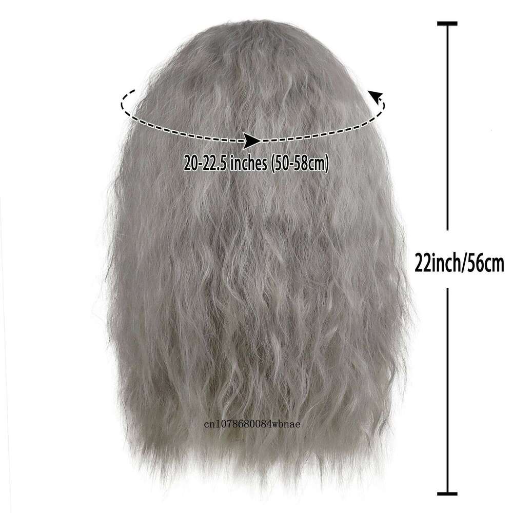 Dumbledore Wigs Synthetic Hair Long Curly Wavy Wizard Grey Wig and Beard for Men Cosplay Accessory Party Halloween Dress Costume