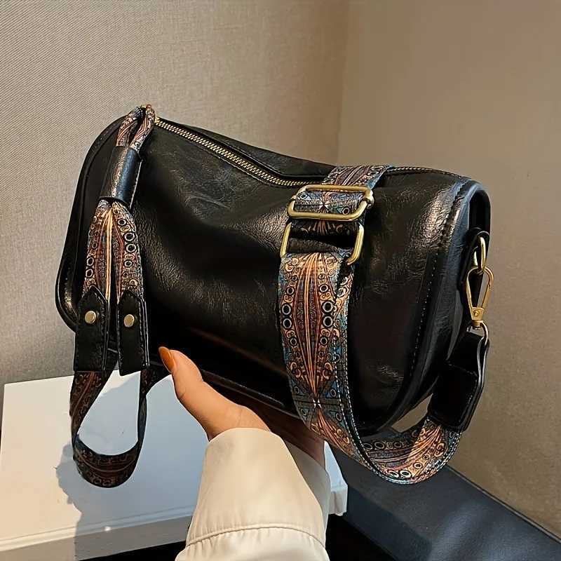 Graphic Pattern Zipper Crossbody Bag Stylish Shoulder Bag With Wide Strap Large Capacity Daily Purse Z250809