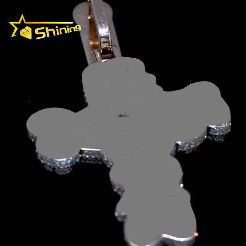 Trendy New Arrivals 2025 Fancy Cut Dias Fashion Icd Out Multi-Colored Gemstones Moissanite Hip Hop 3D Cross Pendant Necklace