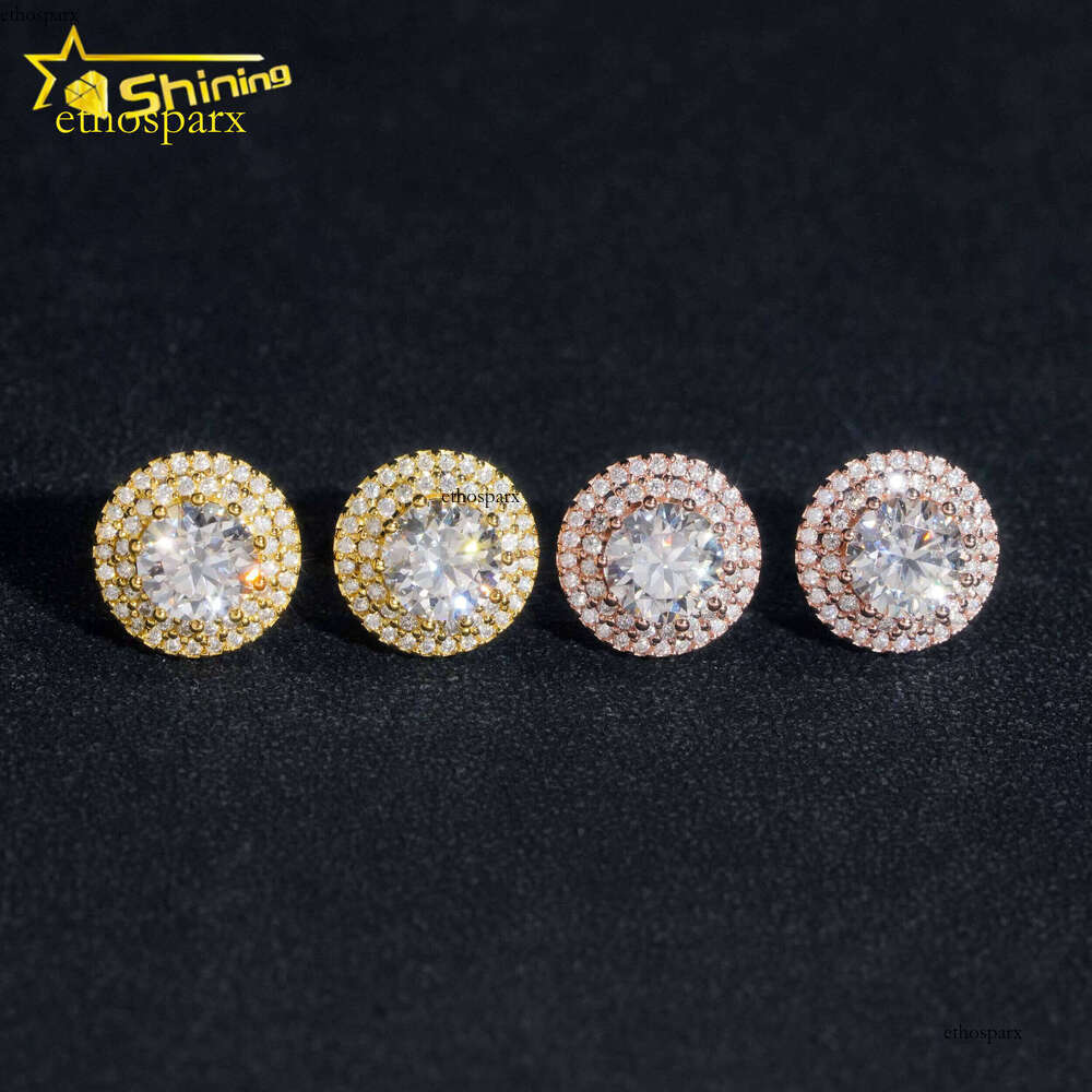 Rapper Hip Hop Jewelry Pass Tester Sterling Sier VVS Dia Moissanite Stud Earrings