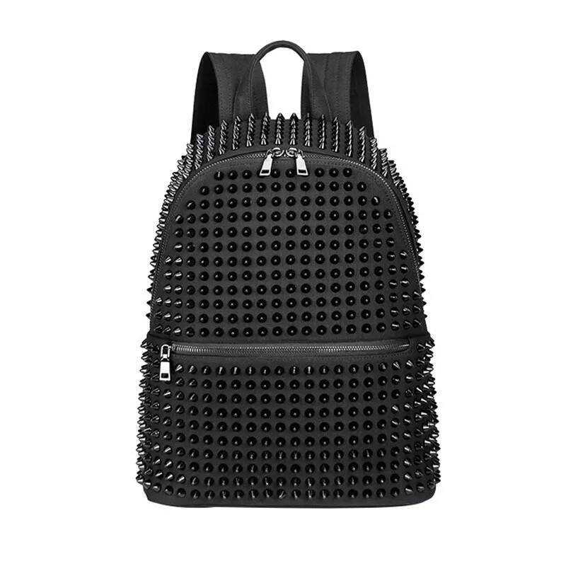 Annmouler 2022 New Design Unisex Backpacks Punk Style Daypack Large Capacity Rivet Laptop Canvas Rucksack School Bags