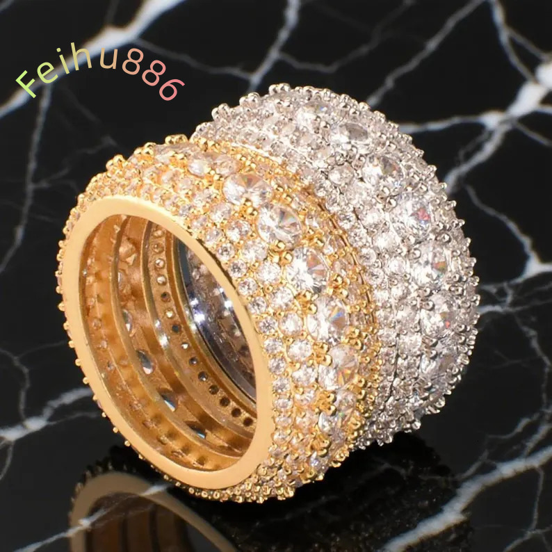 925 Sterling Silver Rapper Diamond Moissanite Ring Pass Diamond Tester Hot Selling Hip Hop Moissanite Ring for Men