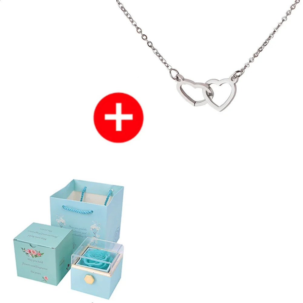 Custom Names Heart Necklace Personalized Jewelry Rotating Rose Box Pendant Chain For Women Wife Valentines Anniversary Present 250805