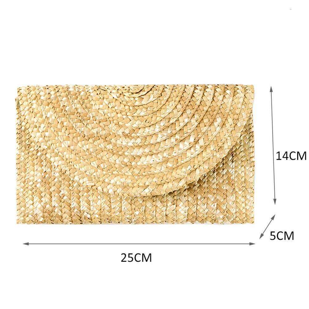 Wheat Straw Woven Clutch Handmade Lady Wallet Casual Purse Bag Envelope Handbags bag