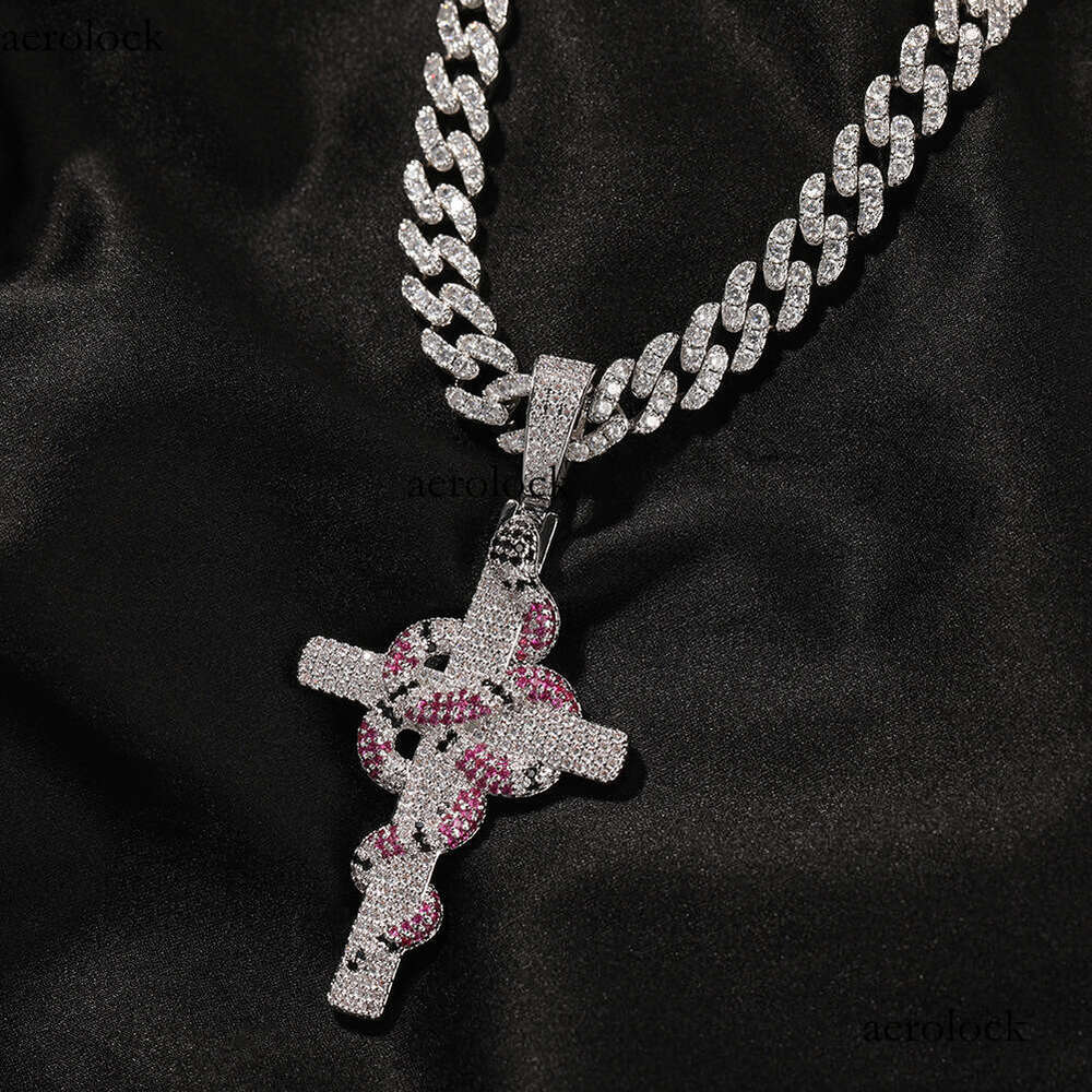 Vintage Hip-Hop New Colorful Snake-Shaped Cross Pendant Niche Versatile Accessories Direct Shipping