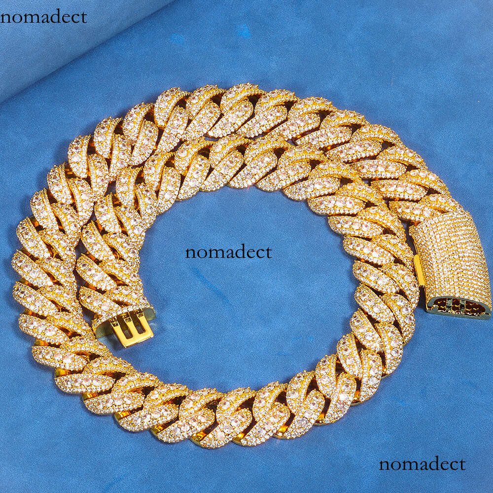 Hip Hop 22mmIced Out VVS Moissanite Bubble Necklace Jewelry Light Accessories Men's Cuban Chain