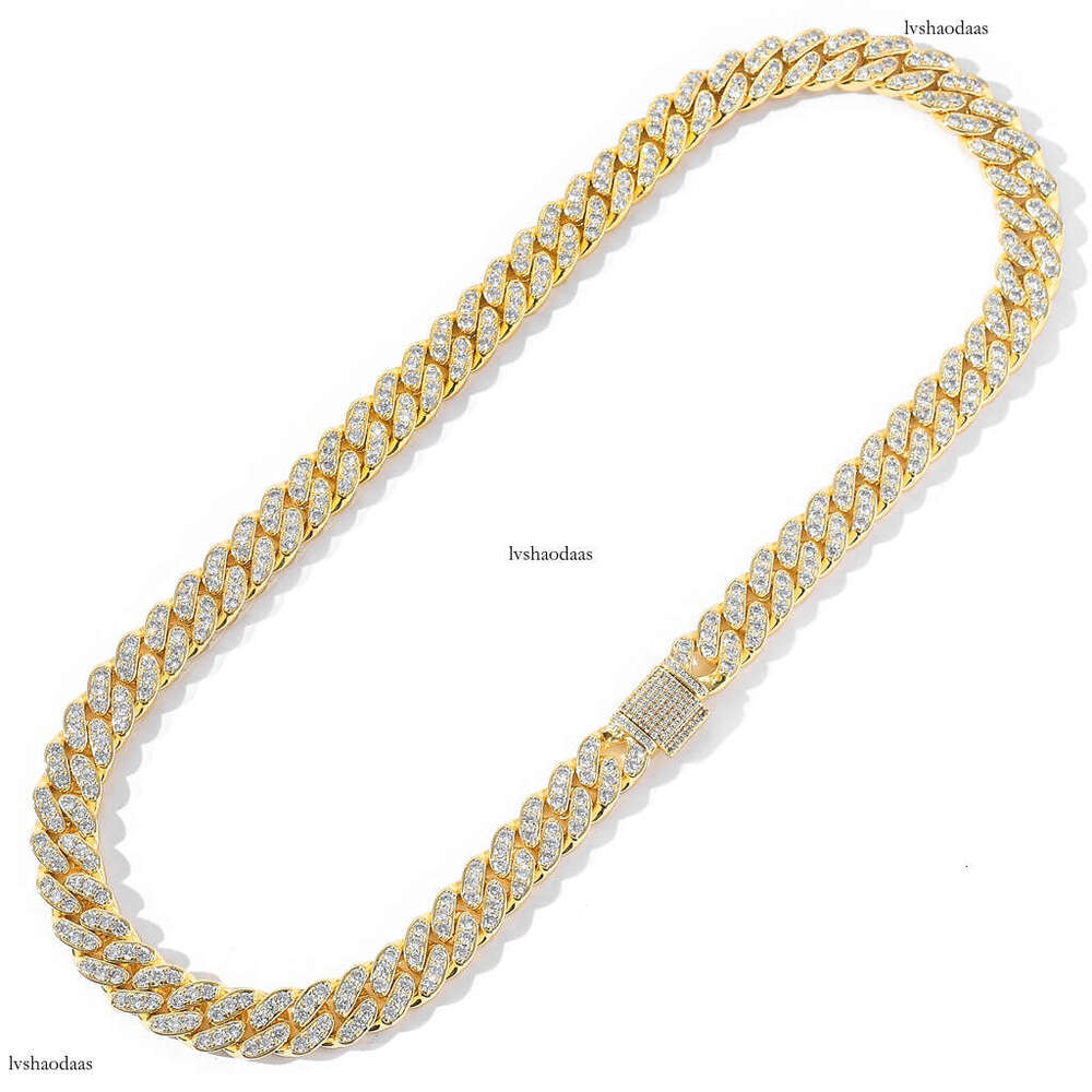 12mm Moissanite chain Men's Hip Hop Necklace Single Row Full Dia Cuban Chain