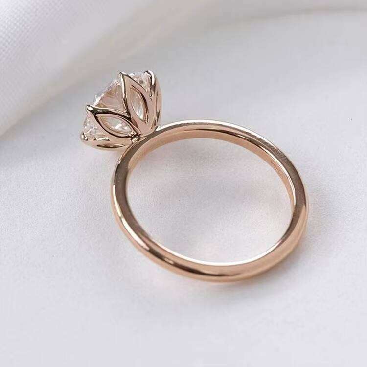 2CT 6 Claws Petal 10k/14k/ Yellow Rose Gold Moissanite Single Dia Ring for Women Engagement Fine Jewelry