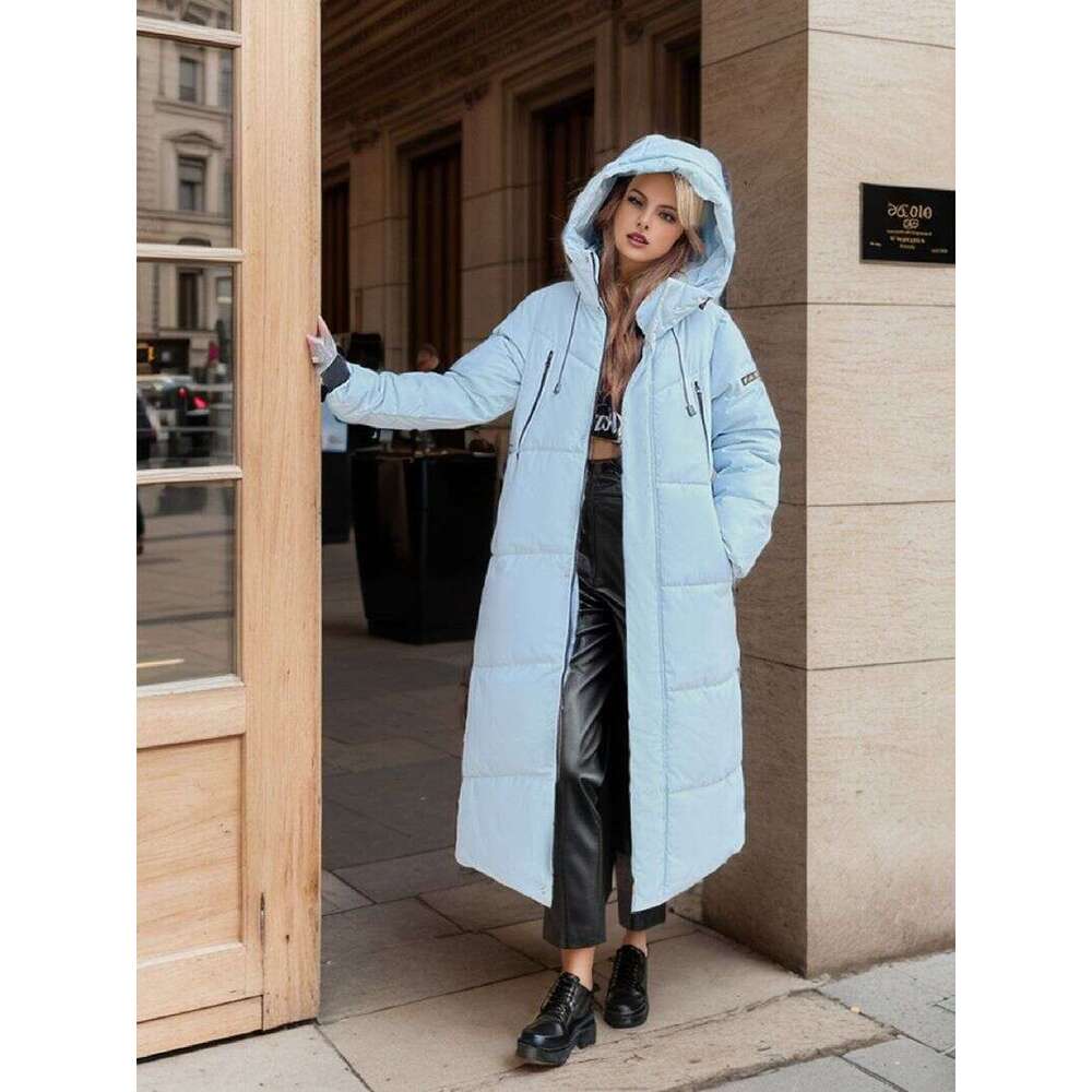 Women's Clothing Down Over The Knee For Women Winter Hooded Thickened Mid Length Bread Coat Cotton Padded Jacket Trendy