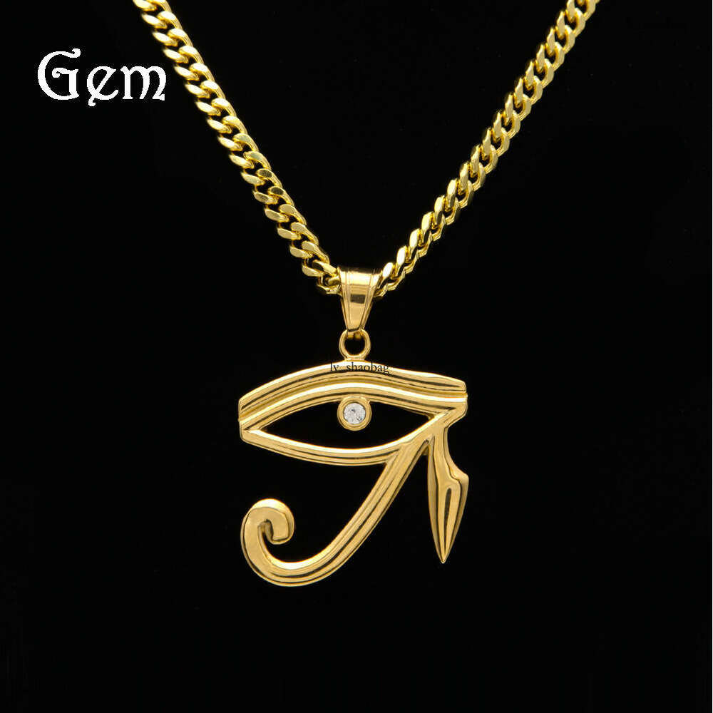 New Sterling Silver Gold Eye Pendant Hip Hop Necklace Fashion Versatile Men's Jewelry