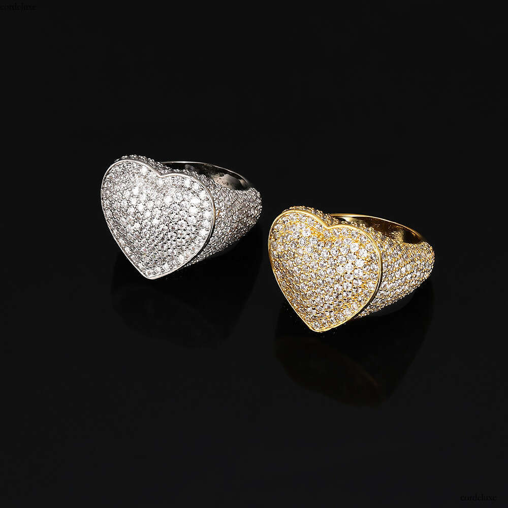 Hip Hop New Heart Zircon Ring Trendy Fashion Men's Jewelry