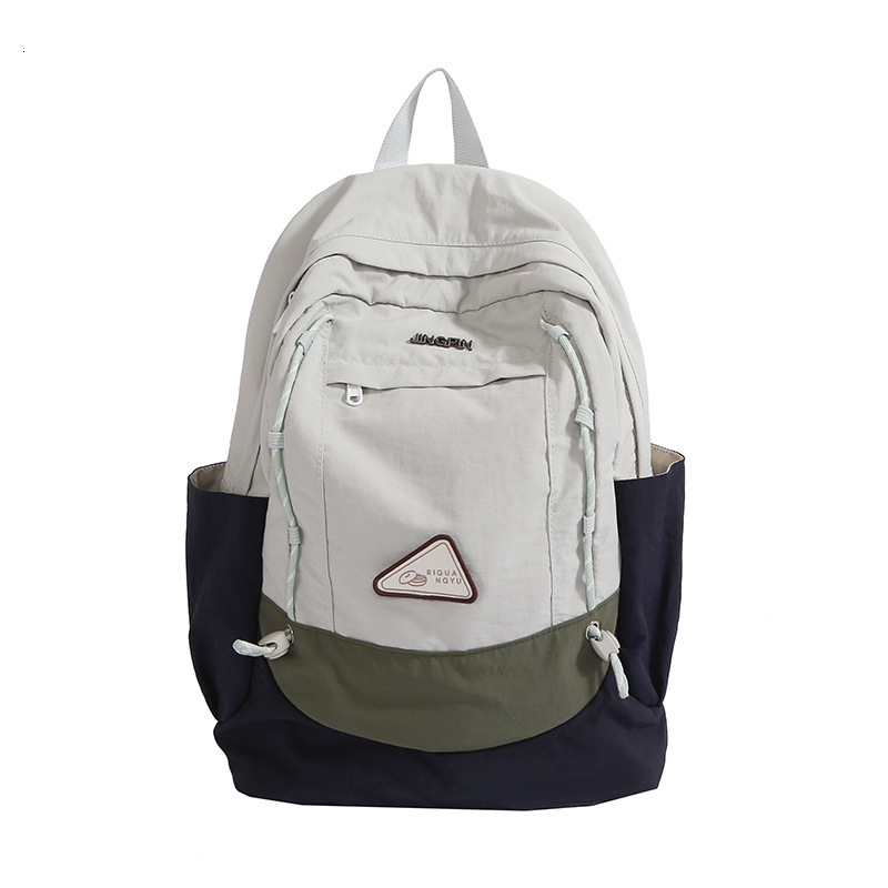 Minimalist Korean Style Color-Block New Backpack Lightweight Travel Casual Double High Aesthetic Dirt-Resistant Large Capacity Single Shoulder Bag ddm