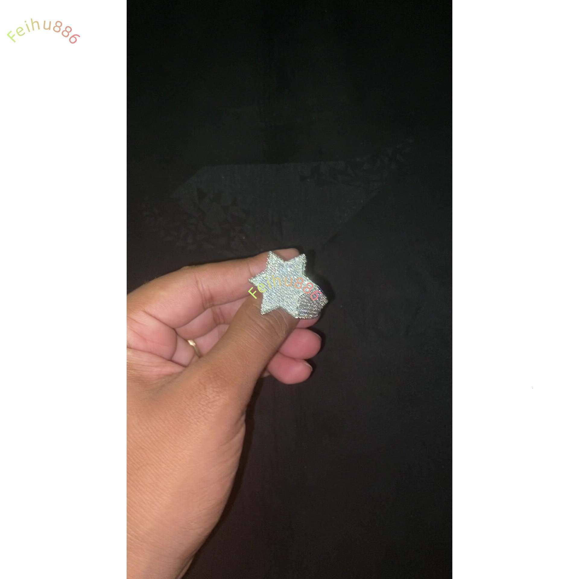 Full Iced Star Shape VVS Moissanite Ring 925 Silver Champion Hip Hop Bust Bling Ring for Men Passes Diamond Test