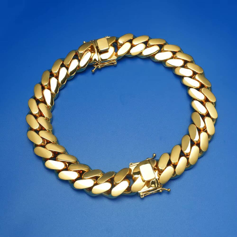 Wholesale Choker 18k Gold Chunky Custom Gold Link Chain 24k Gold Cuban Miami Chain 22mm Miami Cuban Necklace