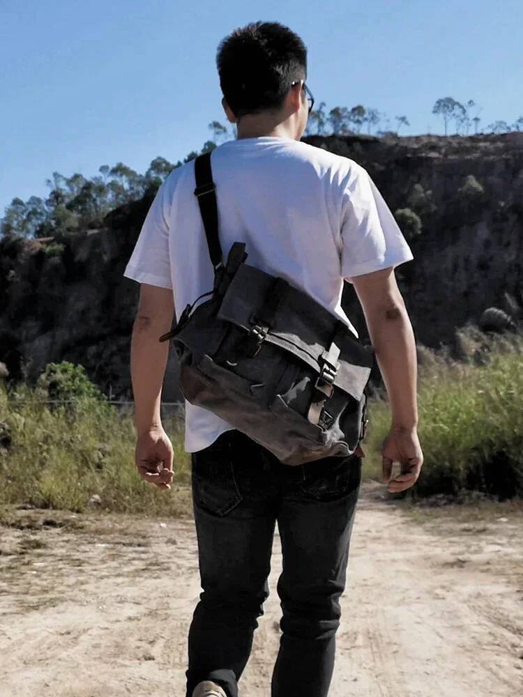 MUCHUAN Canvas Leather Men Messenger Big Satchel Shoulder Bags Male Laptop Briefcase Travel Handbag