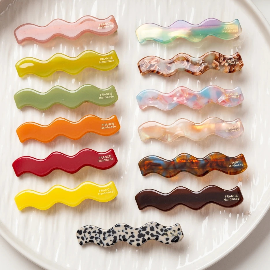 Prettyou Hairpins 6.5cm Hair Clips Wave Shaped Summer Side Clips Acetate Alligators for Girls Hair Accessories 250807