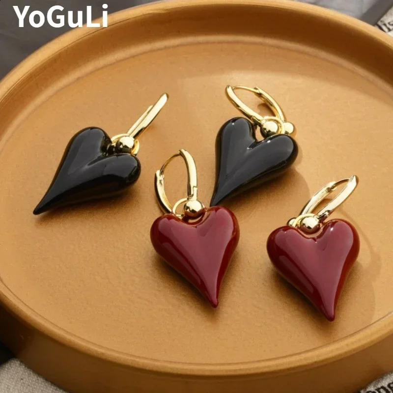 Fashion Jewelry Temperament Enamel Heart Dangle Earrings For Girl Women Gifts Pretty n Ear Accessories 250805