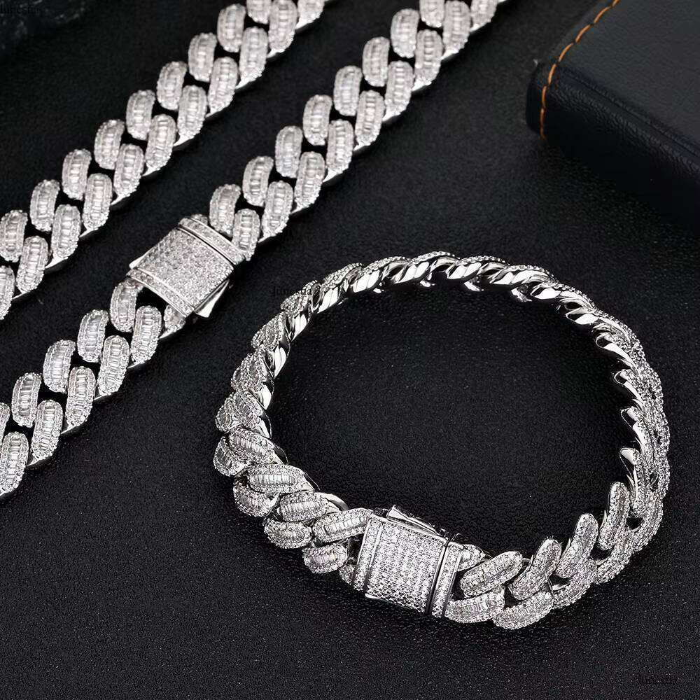 NUOYA 12mm Hip Hop Jewelry Iced Out Dias for Men Women Sier/Gold Plated Mixed Zircon Cuban Chain Bracelet