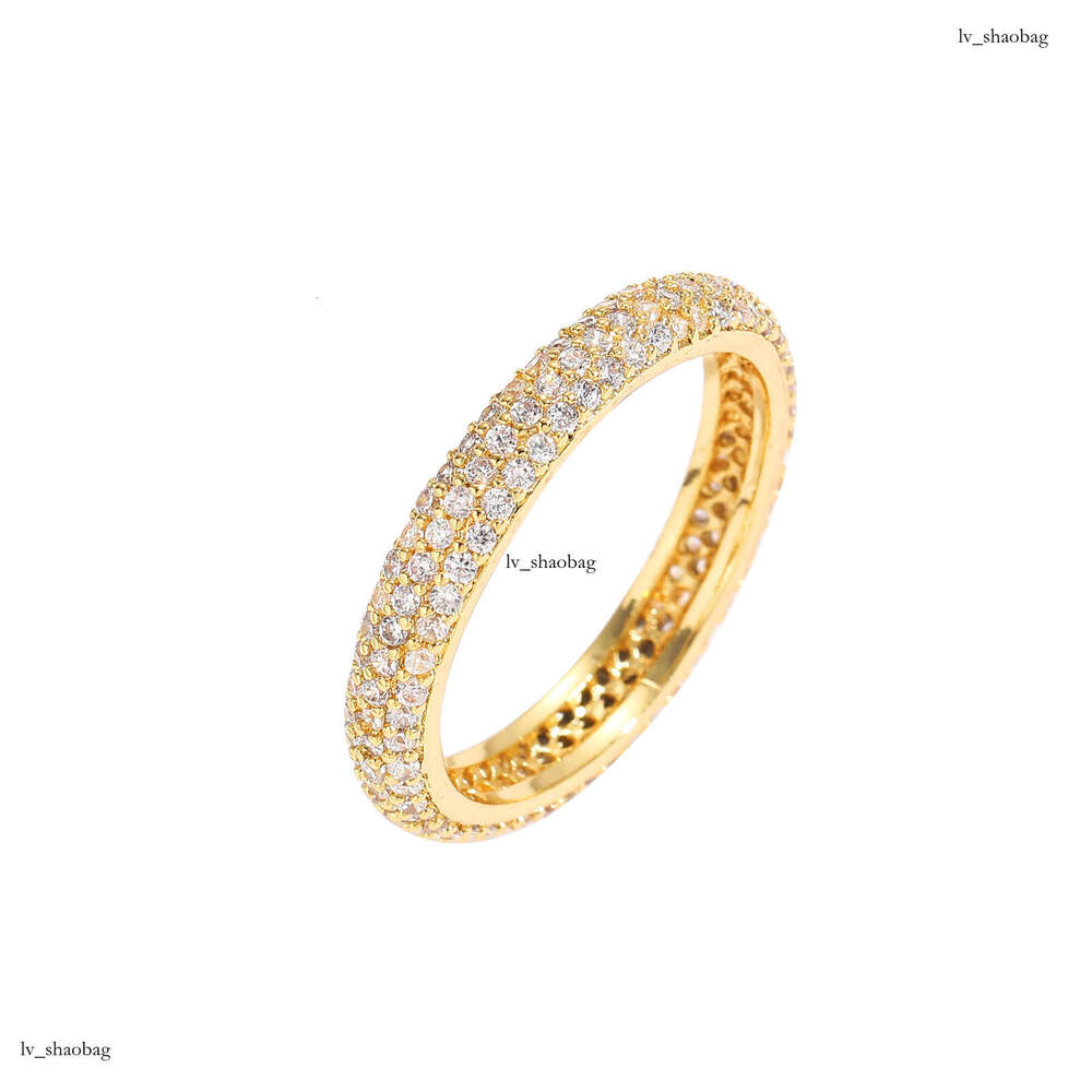 Simple Micro Paved Three Rows Zircon Jewelry Women Hip Hop Personality Unisex Ring