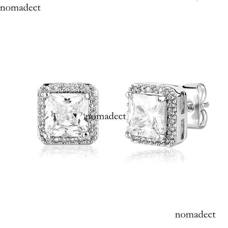 New Emerald Square Zircon Earrings Korean Fashion Elegant Simple Geometric National Trend Small Ear Jewelry