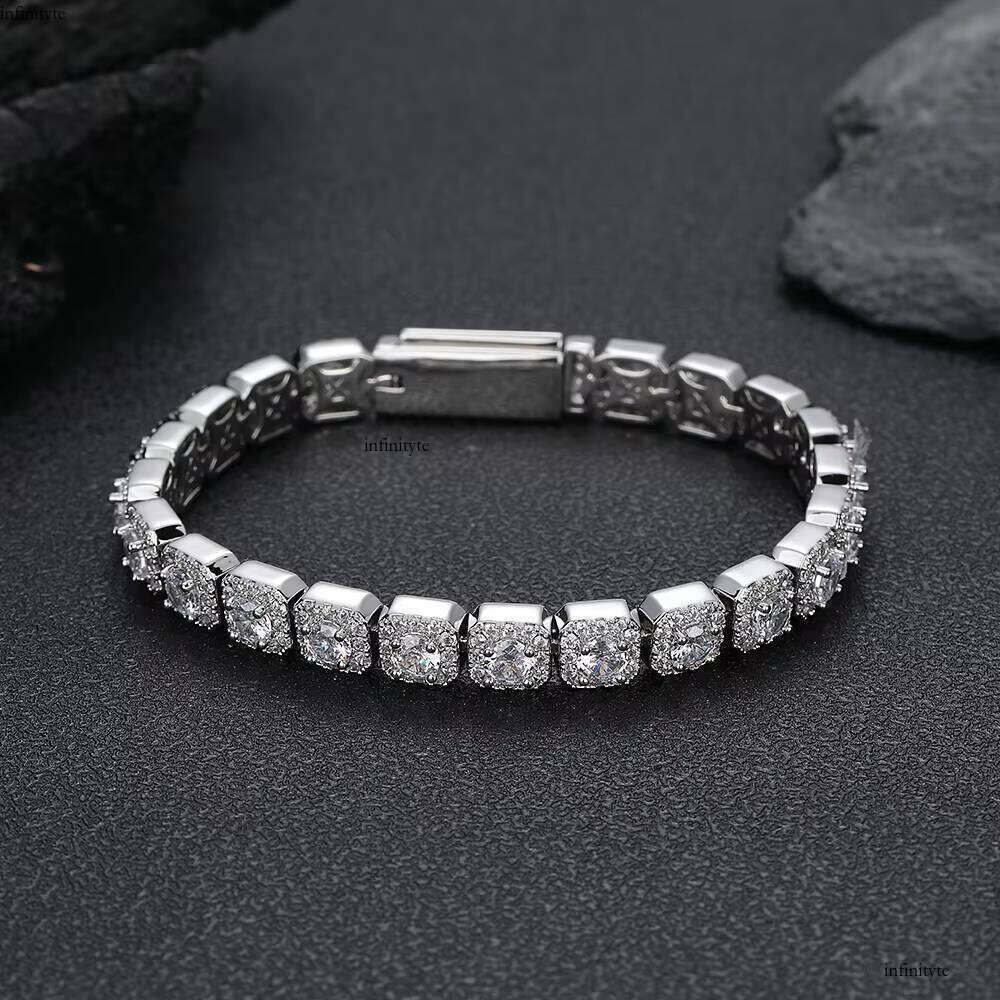 NUOYA Iced Out 7mm Tennis Chain Bracelet Gold Sier Plated Shiny Cubic Zirconia Hip Hop Jewelry Gift