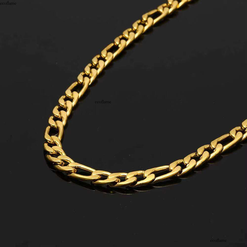 NUOYA Wholesale 3/5/6mm Gold Plated Stainless Steel Thin Custom Figaro Chain Bracelet for Women Mens