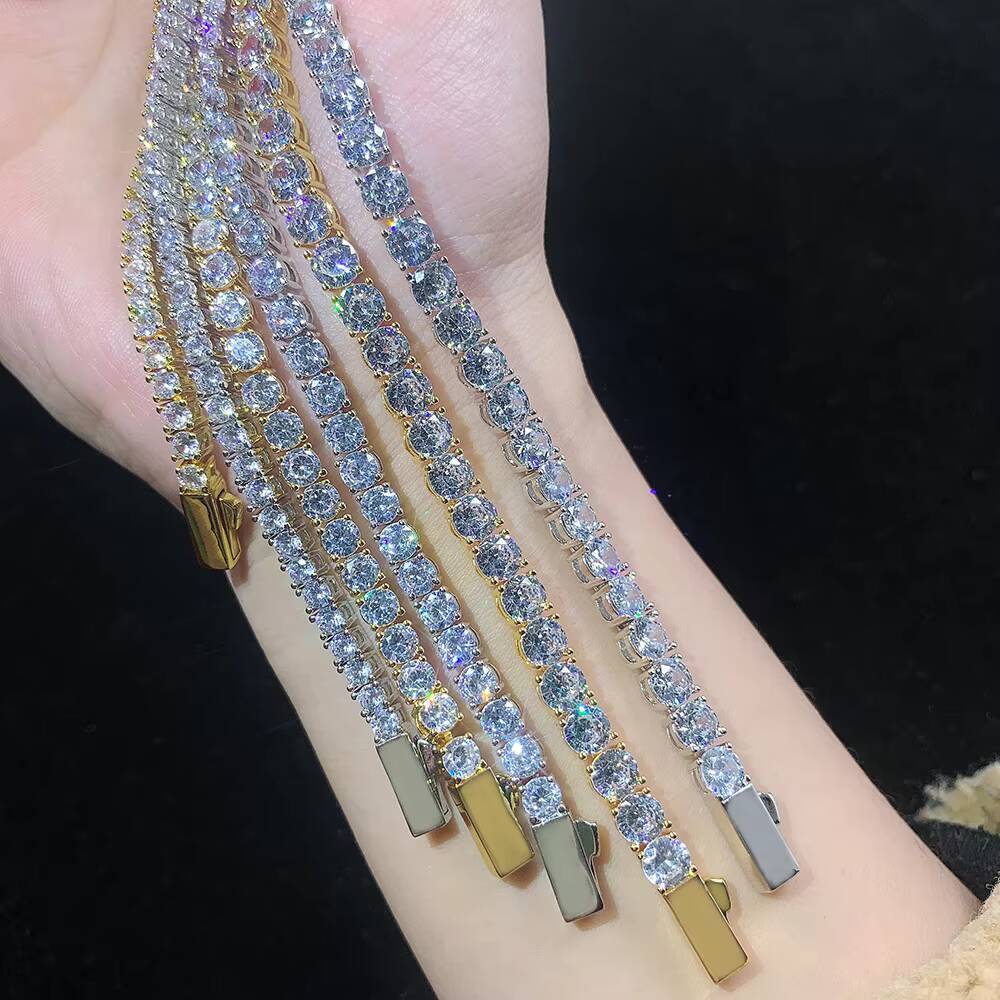 Women 100% Sterling Silver 5A Zircon Bracelet Fashion Luxury 925 Sterling Silver 3mm Tennis Bracelet