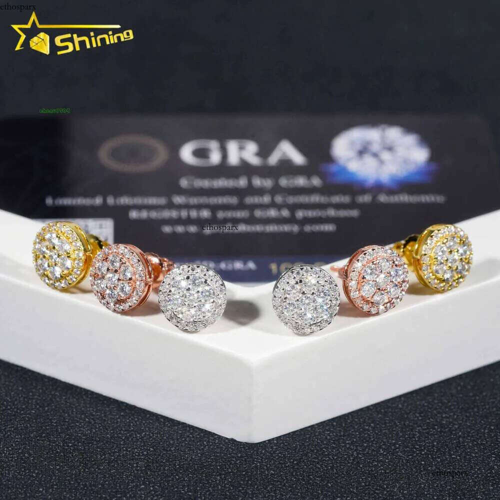 Gra Certificate Pass Dia Tester Iced Out Hip Hop Popular Sterg Sier VVS Moissanite Stud Earrings