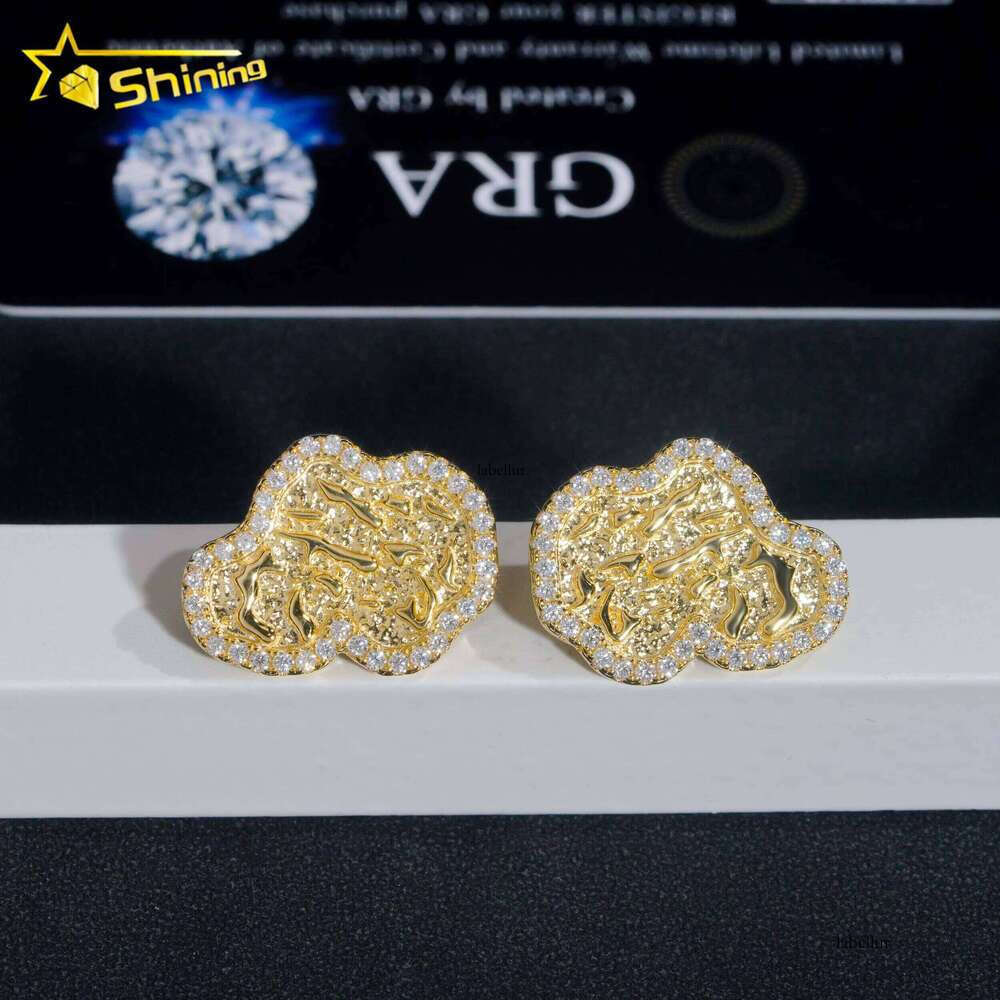 RTS Pass Dia Tester Hip Hop Sterling Sier Gold Plated VVS Moissanite Rapper Stud Earrings Men Jewelry